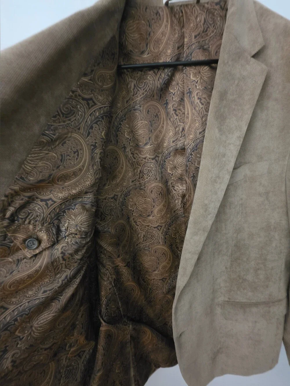 Chaps Taupe Corduroy Sport Coat with Paisley Lining
